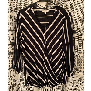 Maurices Black and White Striped Blouse, Size XL